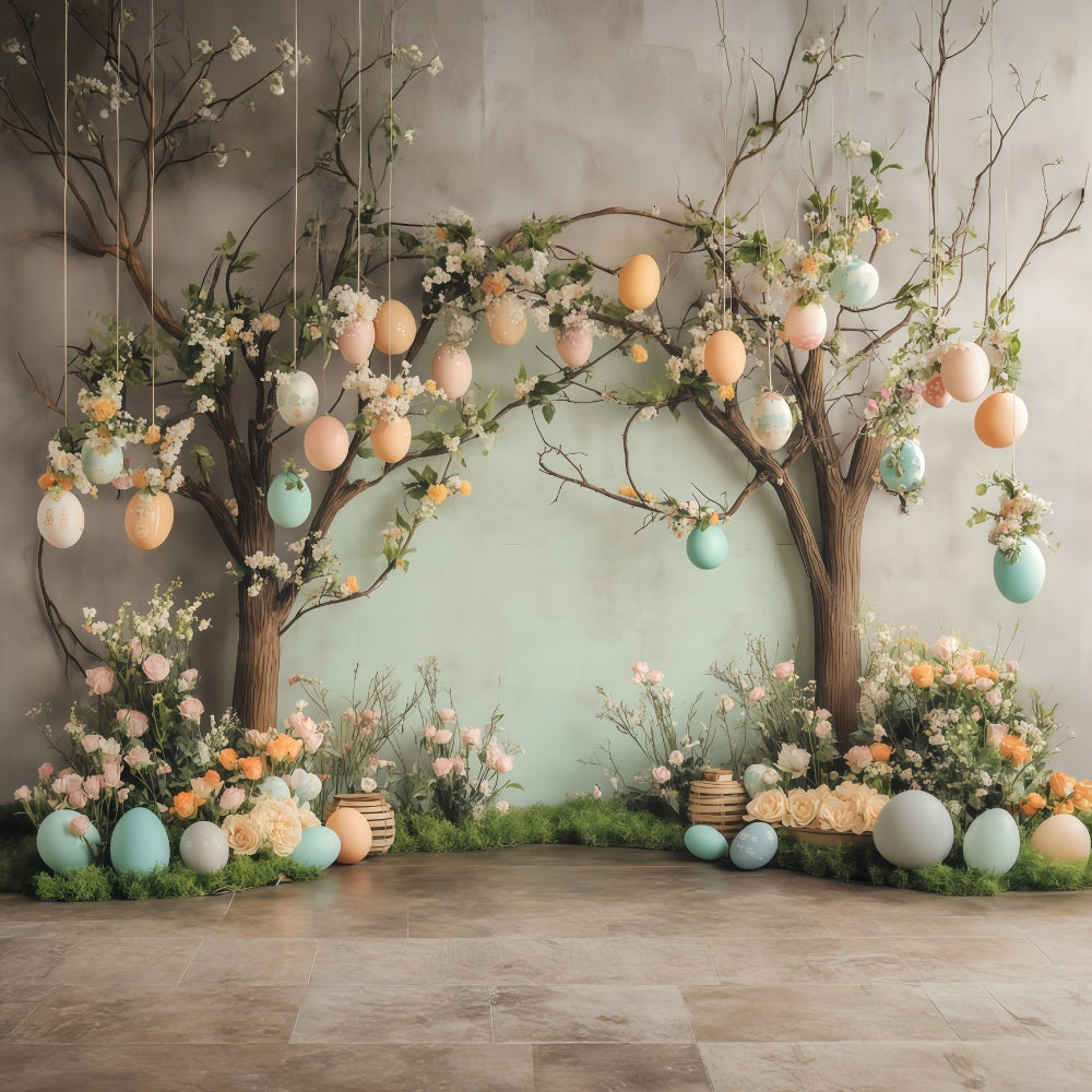 Easter Egg Hunt Backdrop Spring Blossom Egg Garden Easter Backdrop MRR11-77