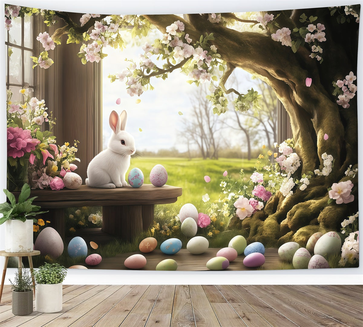 Easter Photography Backdrops Woodland Bunny Meadow Easter Egg Backdrop MRR11-78