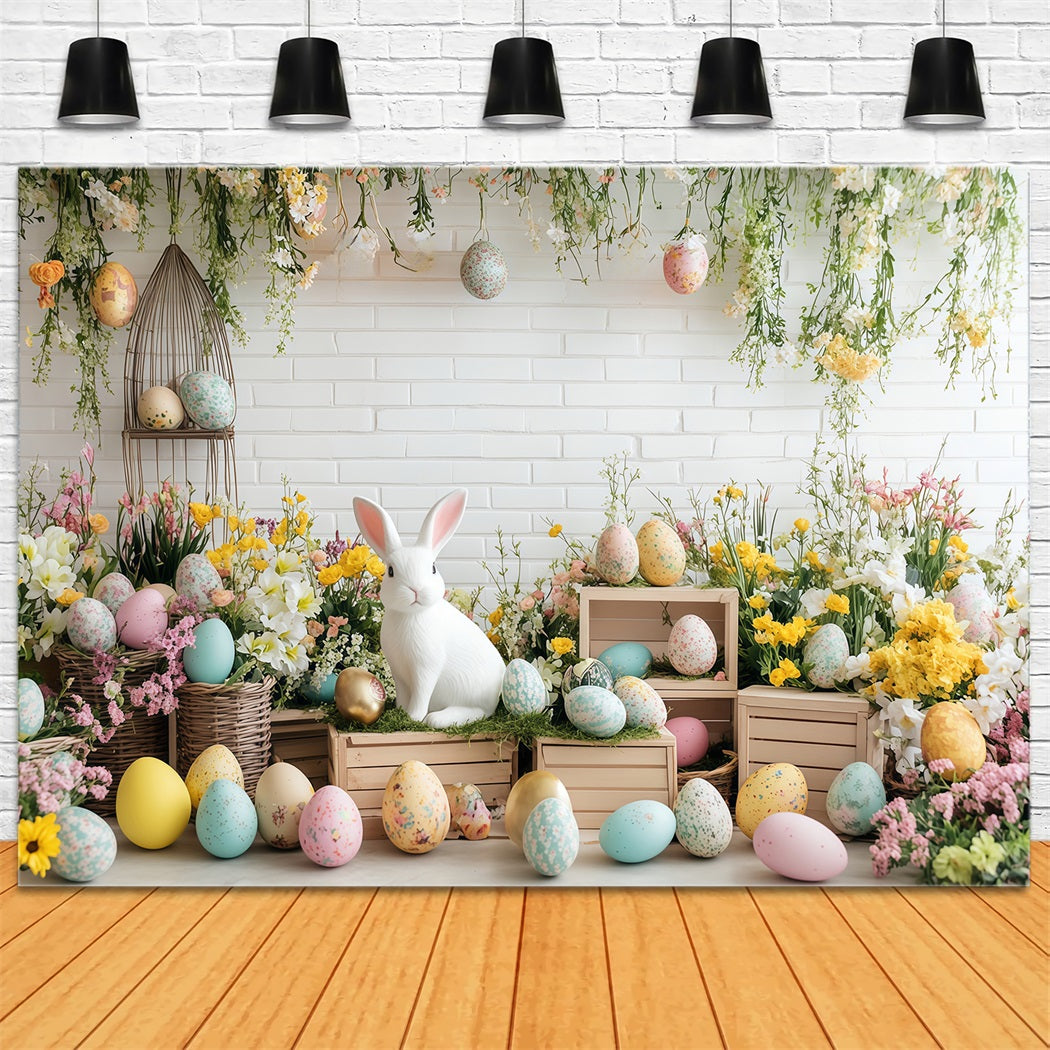 Easter Photo Booth Backdrop Blooming Garden Bunny Easter Egg Backdrop MRR11-79