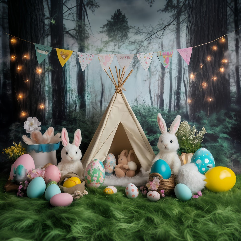 Easter Picture Backdrops Forest Tent Bunny Gathering Bunny Backdrop MRR11-80