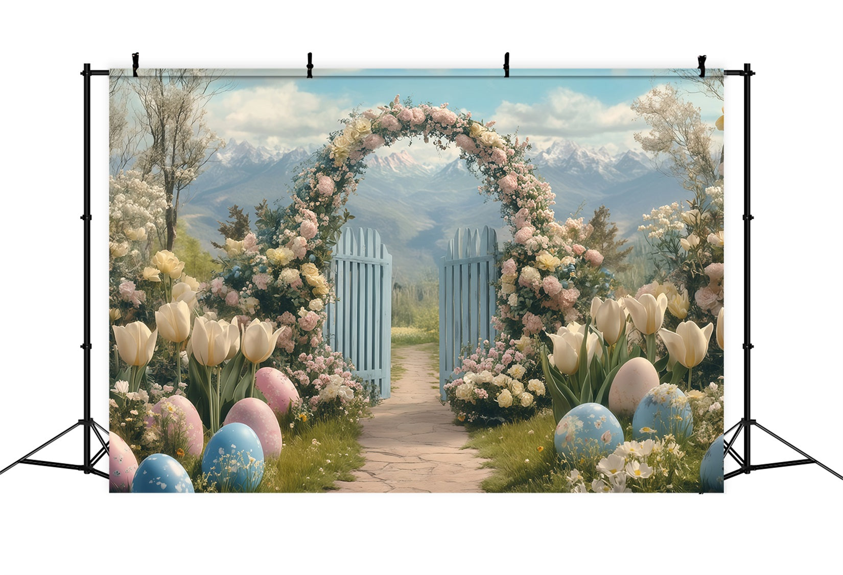 Easter Backdrop Floral Garden Bunny Display Easter Photography Backdrops MRR11-83