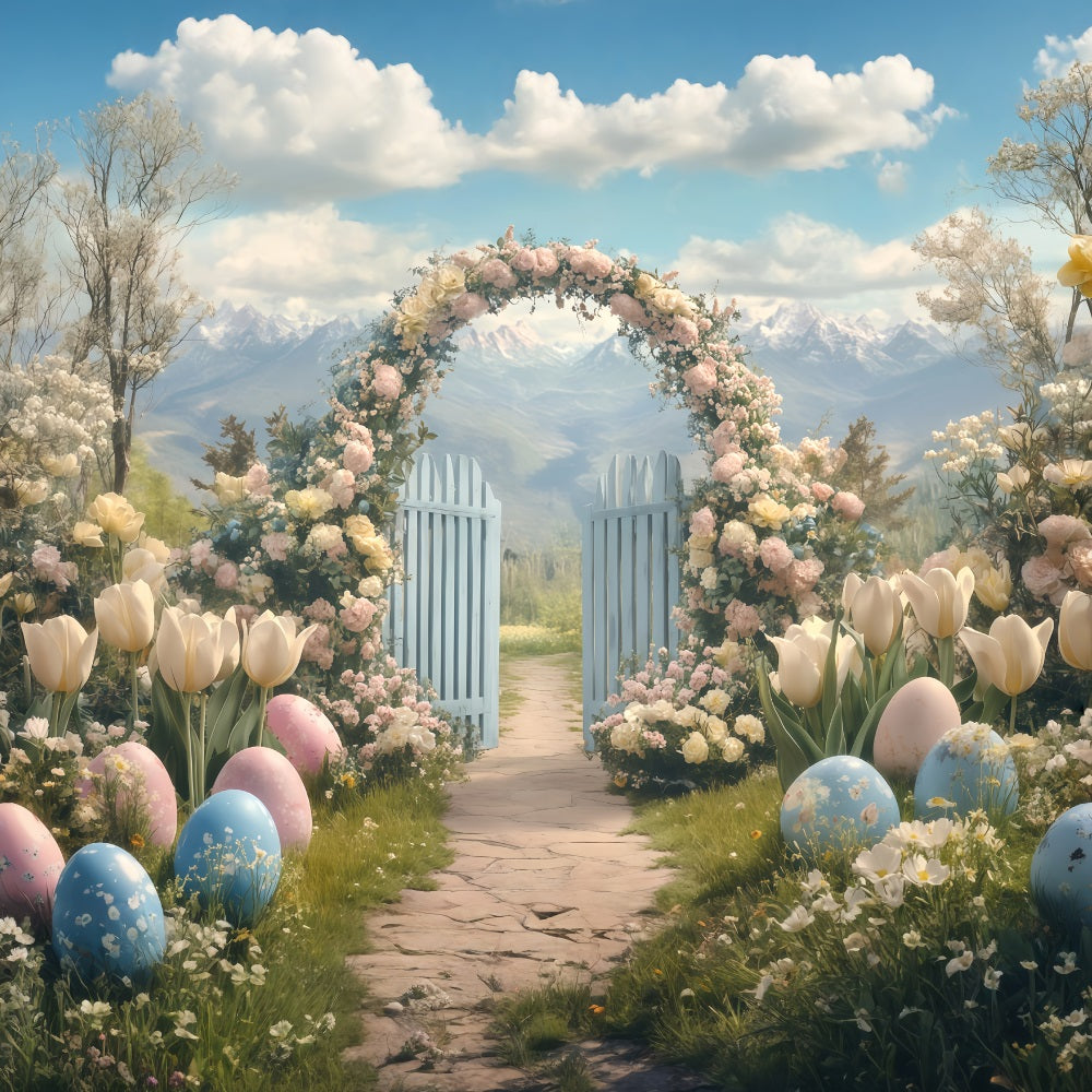 Easter Backdrop Floral Garden Bunny Display Easter Photography Backdrops MRR11-83