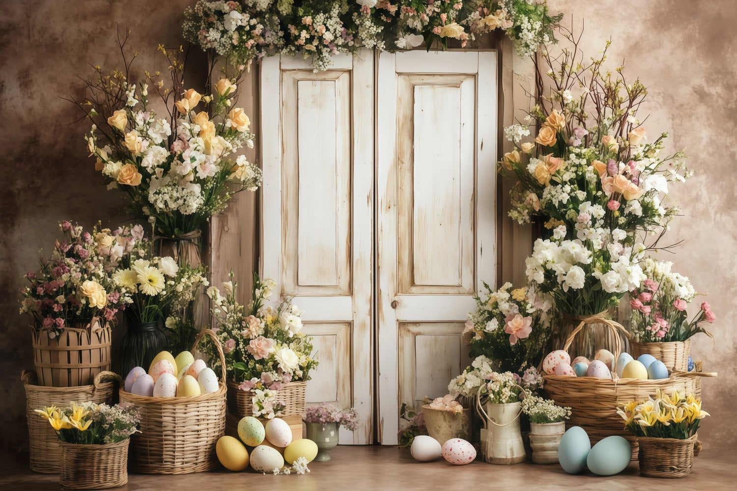 Easter Backdrop Ideas Blooming Mantel Bunny Display Easter Backdrop MRR11-86