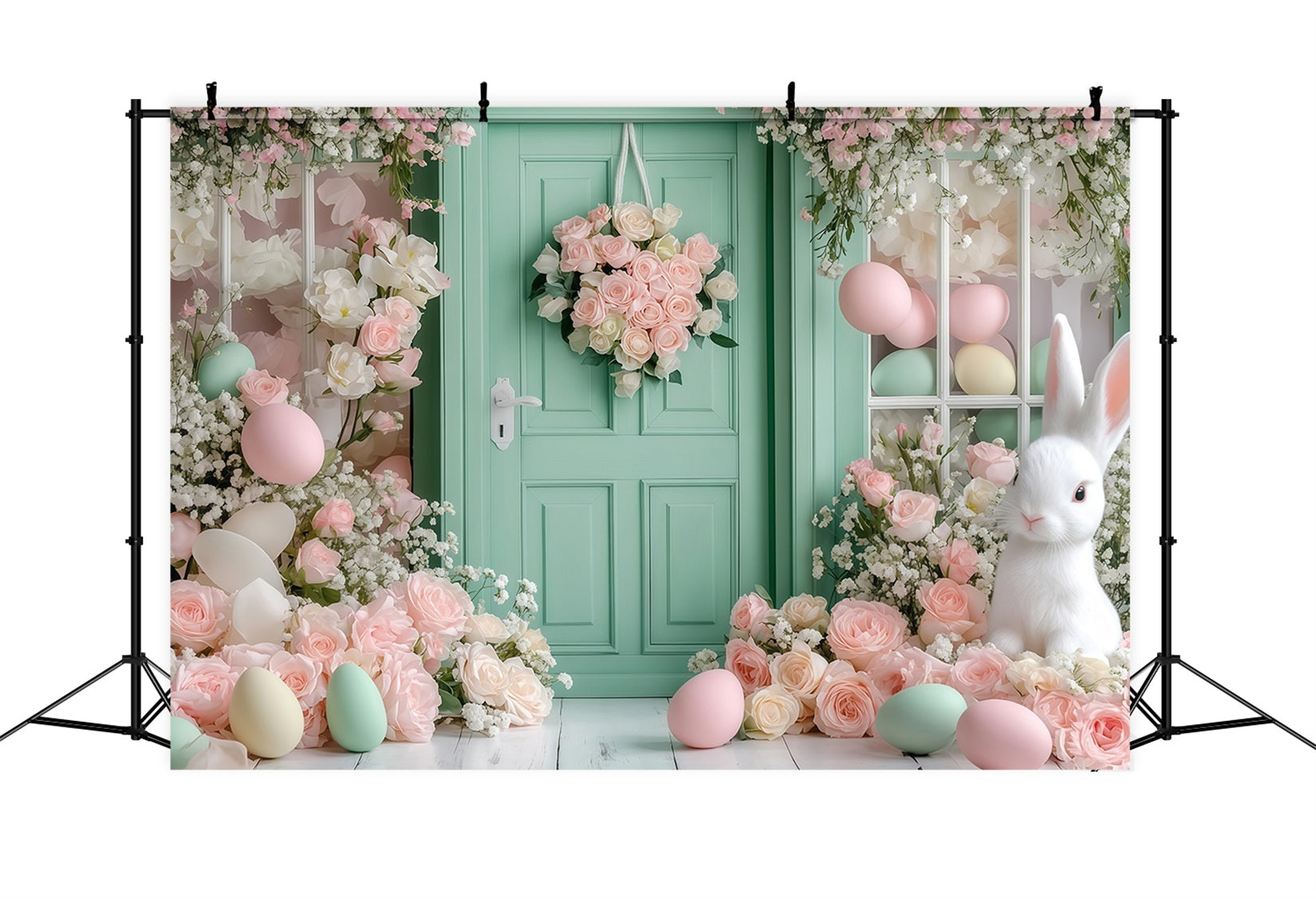 Easter Bunny Backdrop Garden Cottage Bunny Setup Easter Egg Backdrop MRR11-89
