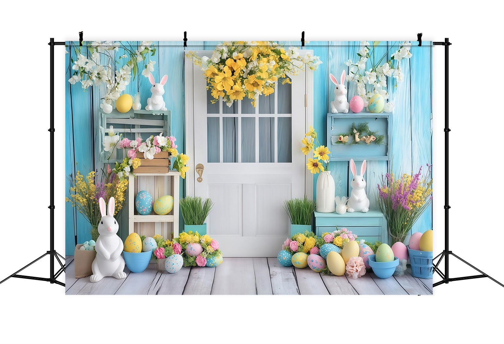 Easter Photography Backdrops Vintage Door Floral Easter Egg Backdrop MRR11-90
