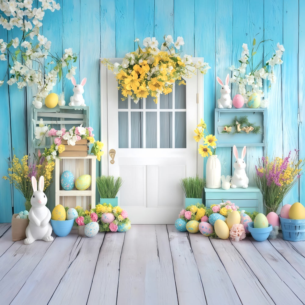 Easter Photography Backdrops Vintage Door Floral Easter Egg Backdrop MRR11-90