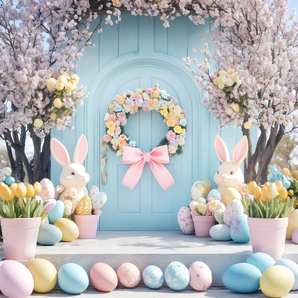 Easter Photo Booth Backdrop Cherry Blossom Lantern Path Bunny Backdrop MRR11-91