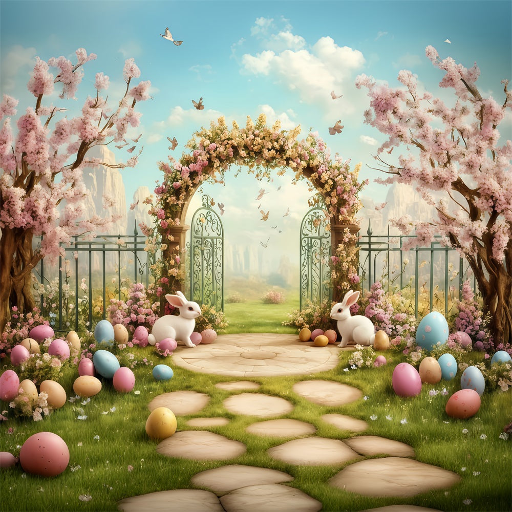 Easter Photo Backdrop Ideas Mint Floral Bunny Entry Easter Backdrop MRR11-93