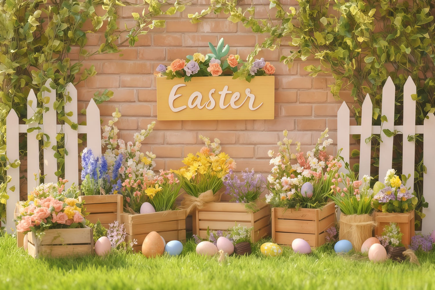 Easter Egg Backdrop Bright Spring Bunny Porch Easter Backdrop Ideas MRR11-94