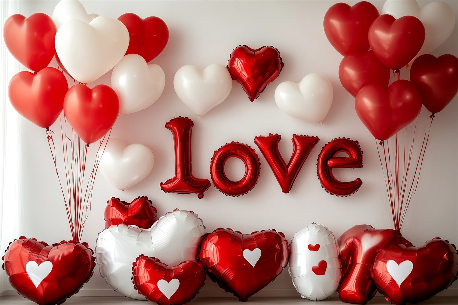 Valentine Balloon Backdrop Heart Balloon Love Valentine's Day Backdrop MRR11-99