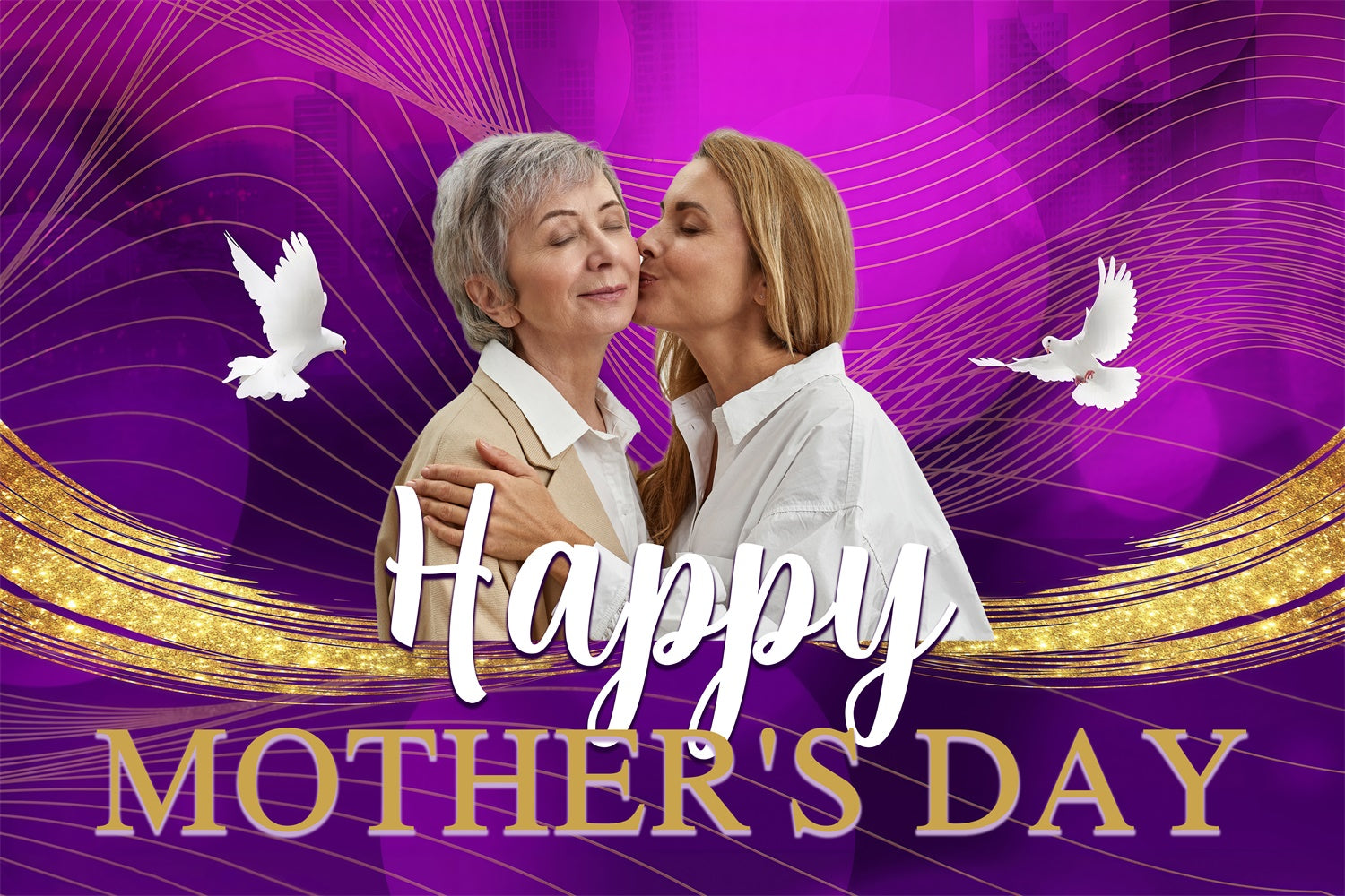 Mothers Day Backdrop Dove Royal Purple Personalized Backdrop MRR3-100