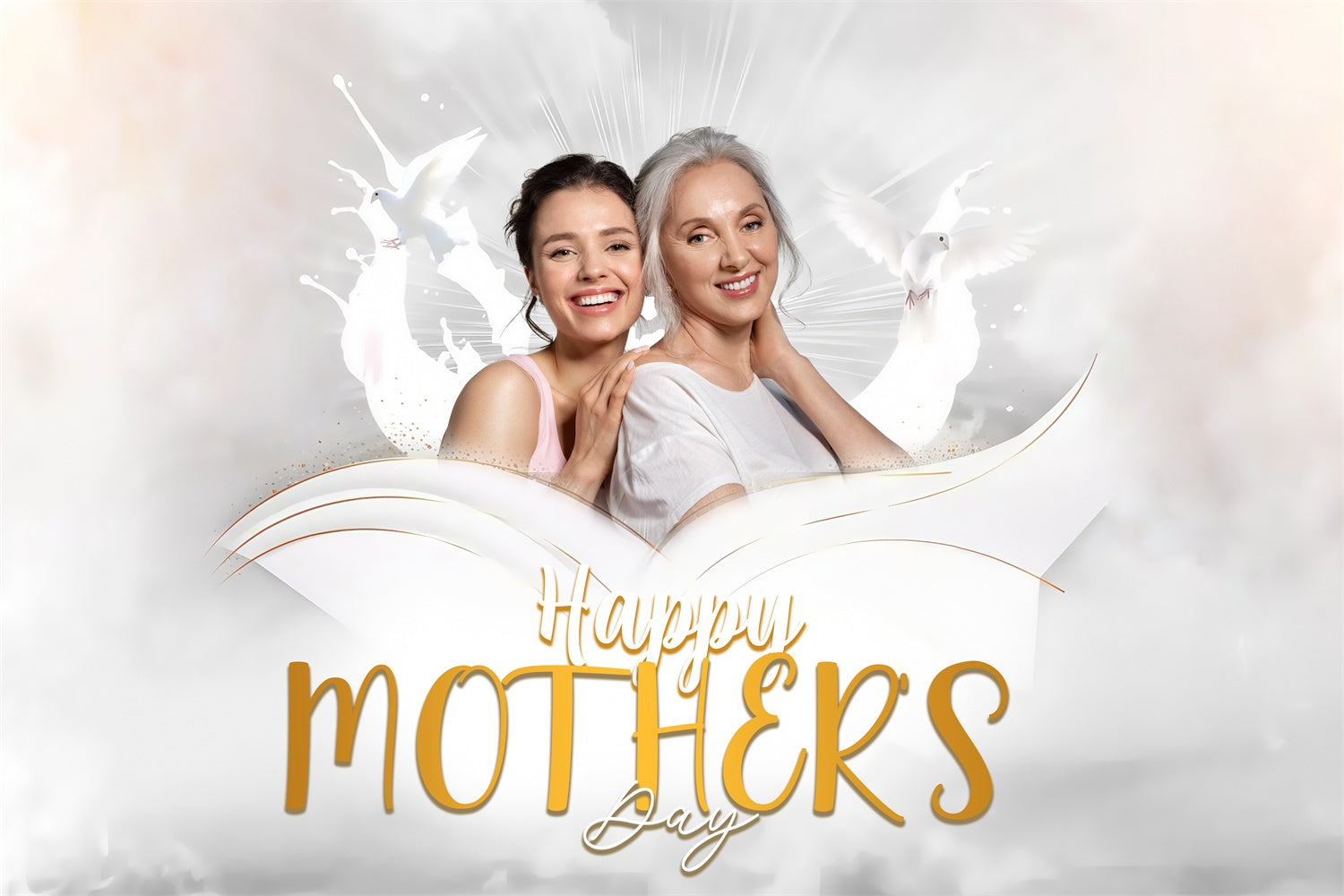Mothers Day Backdrops Angelic White Customized Backdrop MRR3-102
