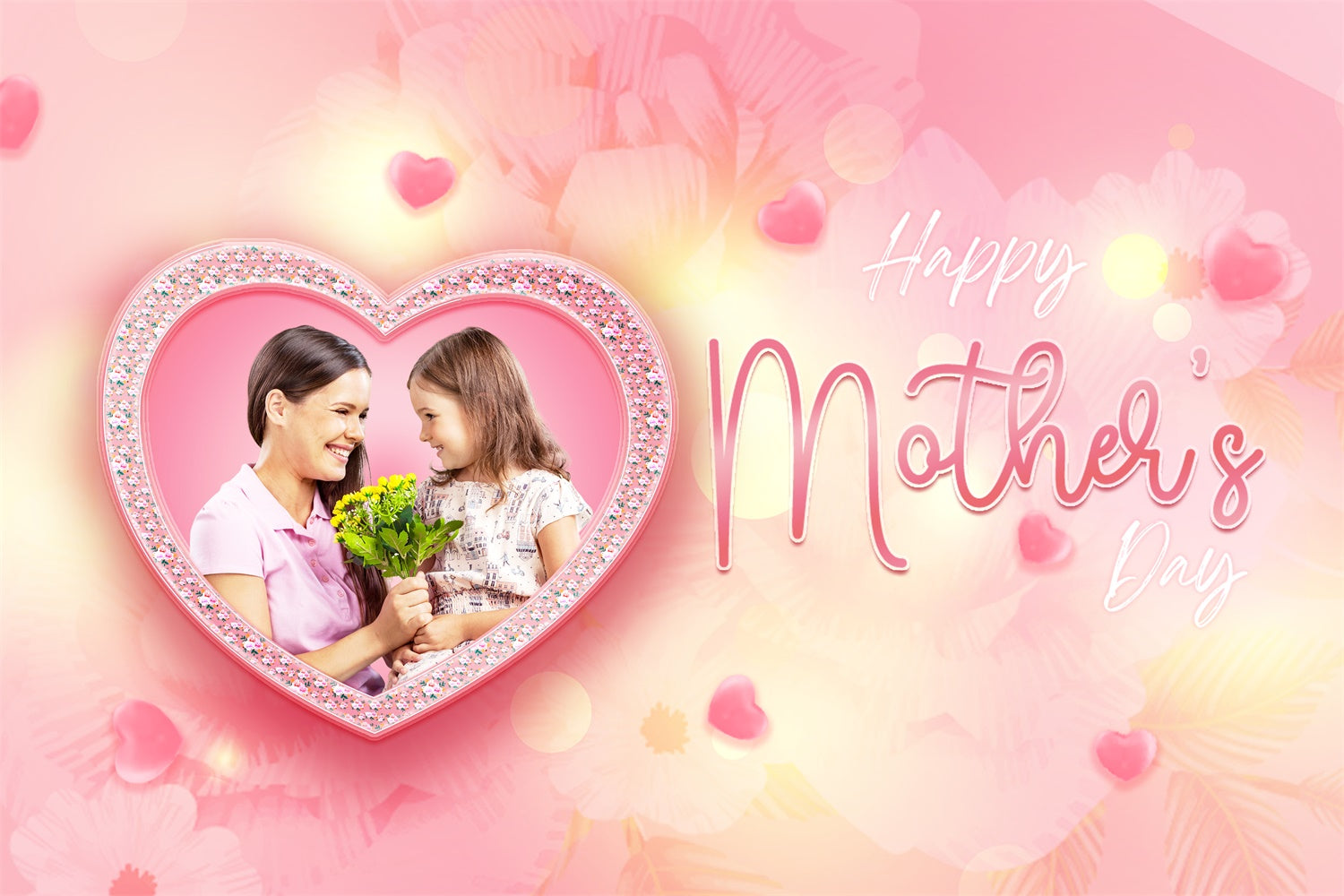 Mothers Day Backdrop Heart Frame Pink Custom Backdrop MRR3-103
