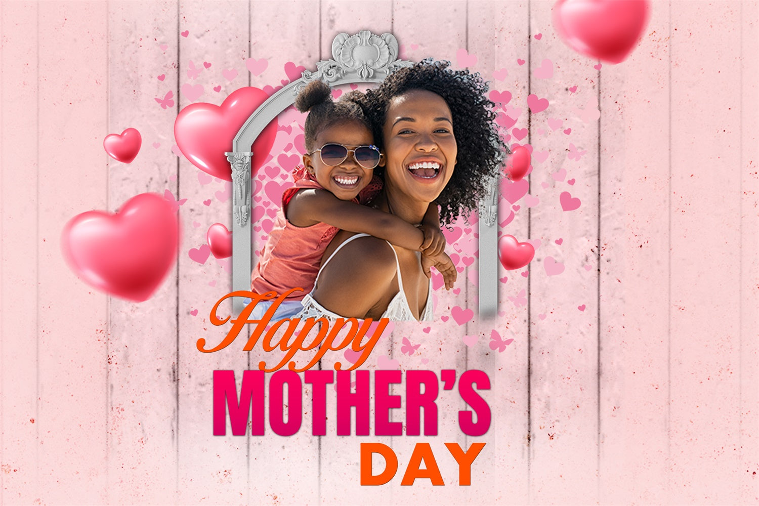 Mothers Day Photo Backdrop Pink Heartwood Personalized Backdrop MRR3-109