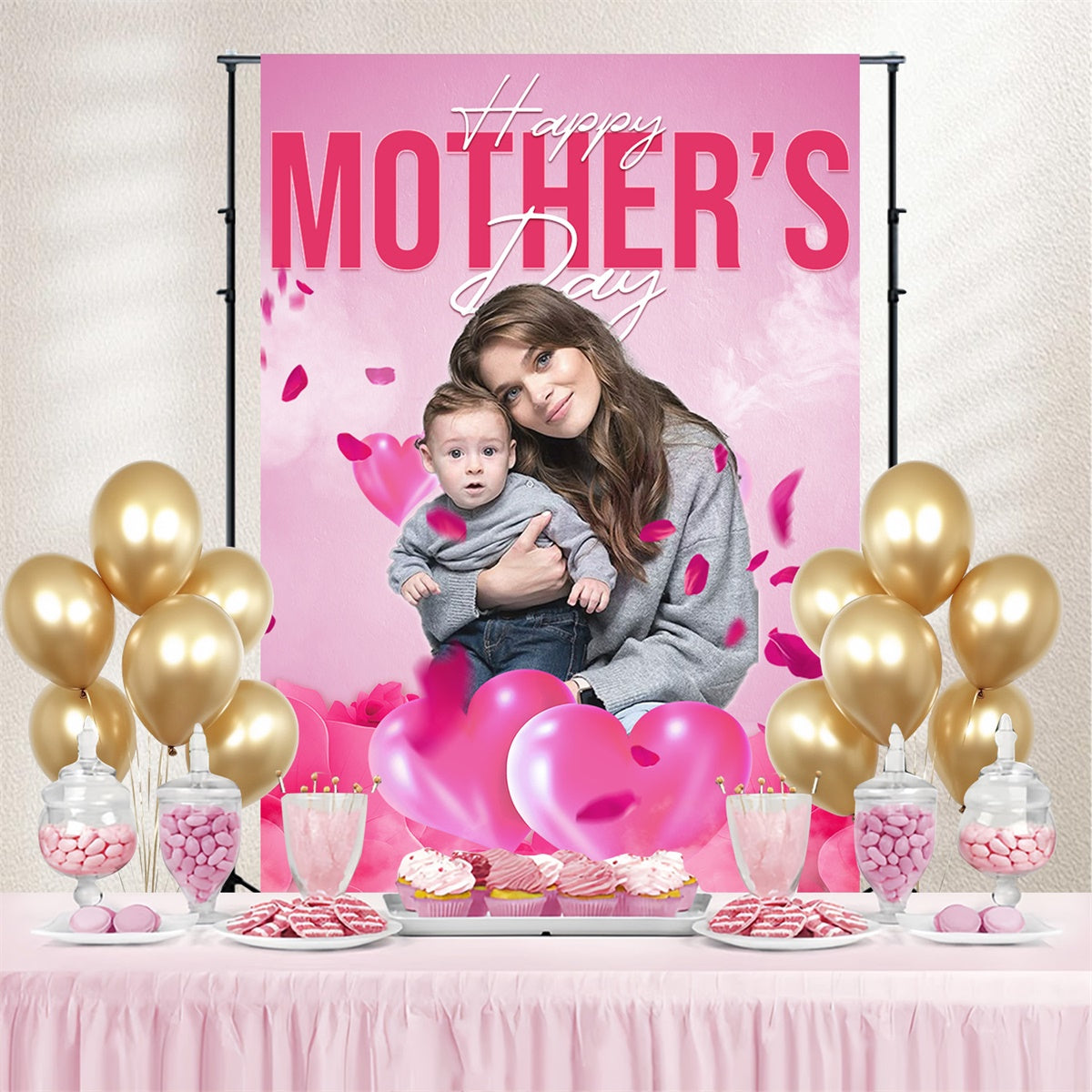 Mother Day Backdrop Loving Hearts Roses Custom Backdrop MRR3-119