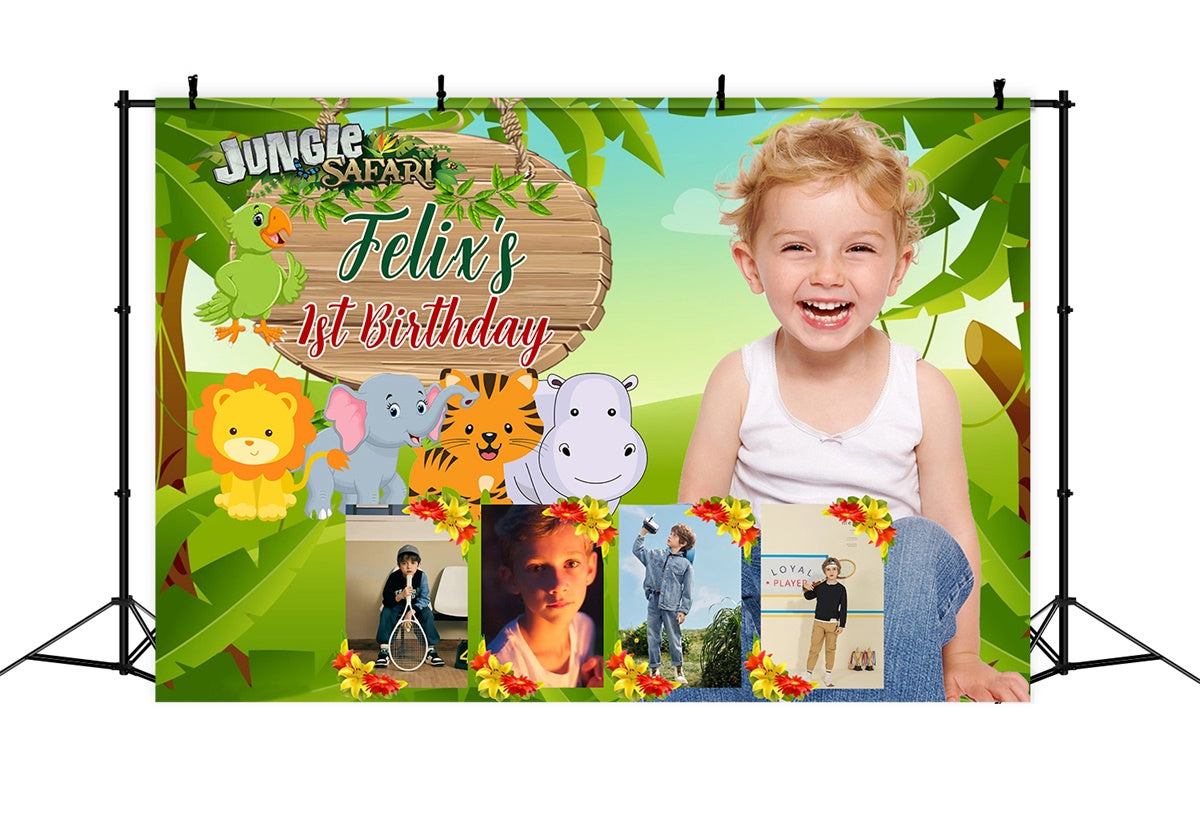 Custom Birthday Party Backdrop Cute Safari Zoo Backdrop MRR3-12