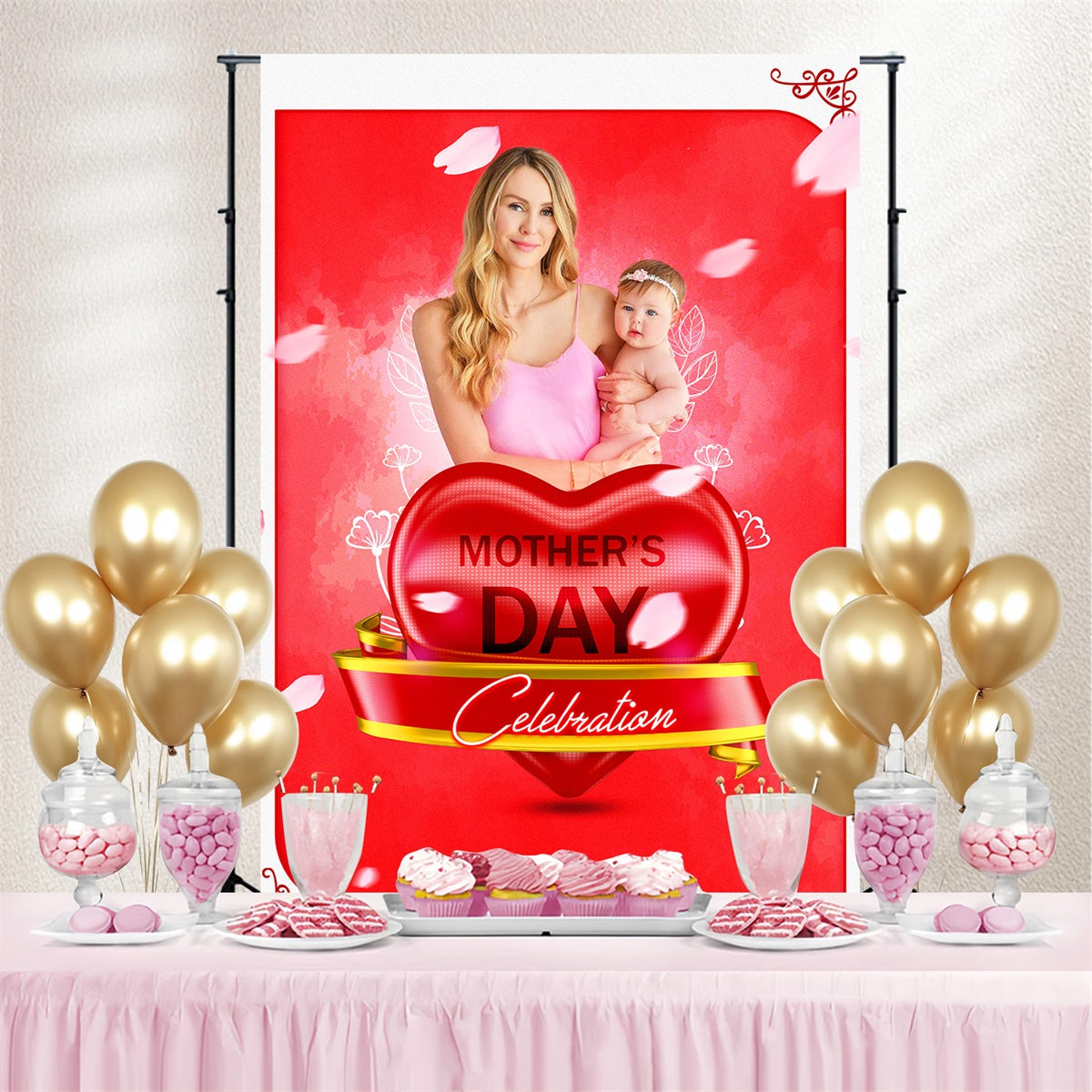 Mothers Day Photo Backdrops Red Passionate Love Personalized Backdrop MRR3-120
