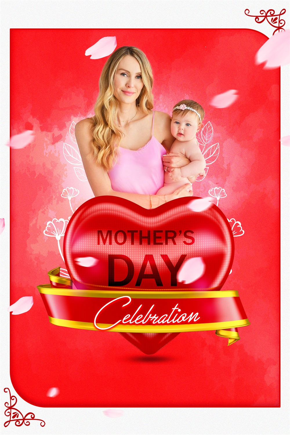 Mothers Day Photo Backdrops Red Passionate Love Personalized Backdrop MRR3-120