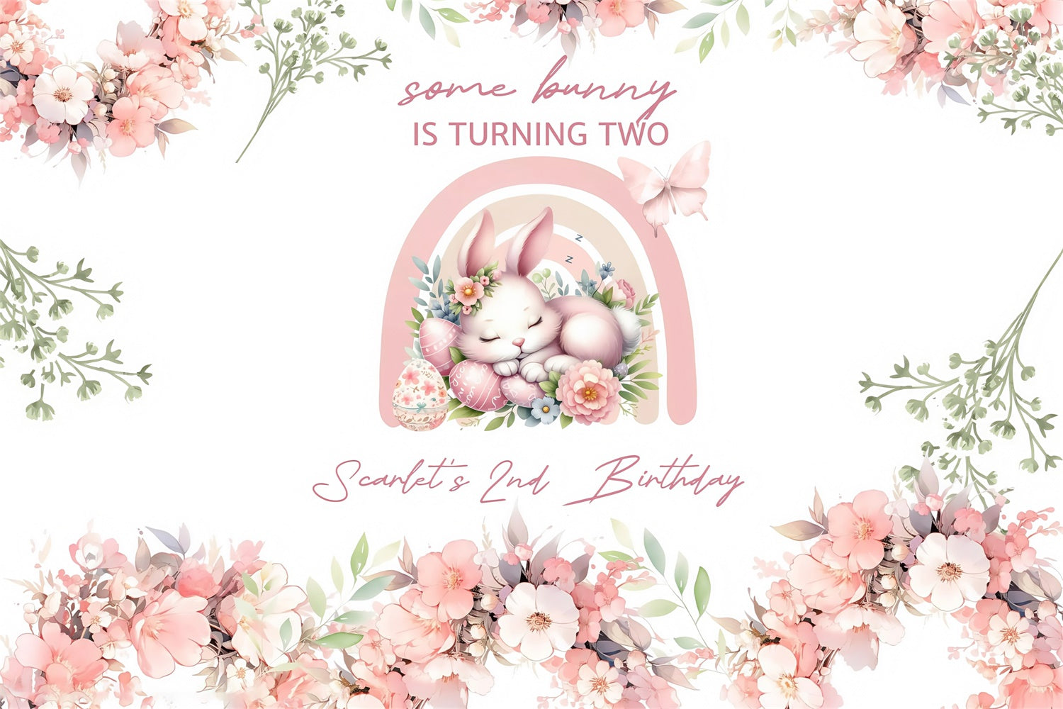 Photo Backdrops For Easter Pastel Bunny Floral Customized Backdrop MRR3-131