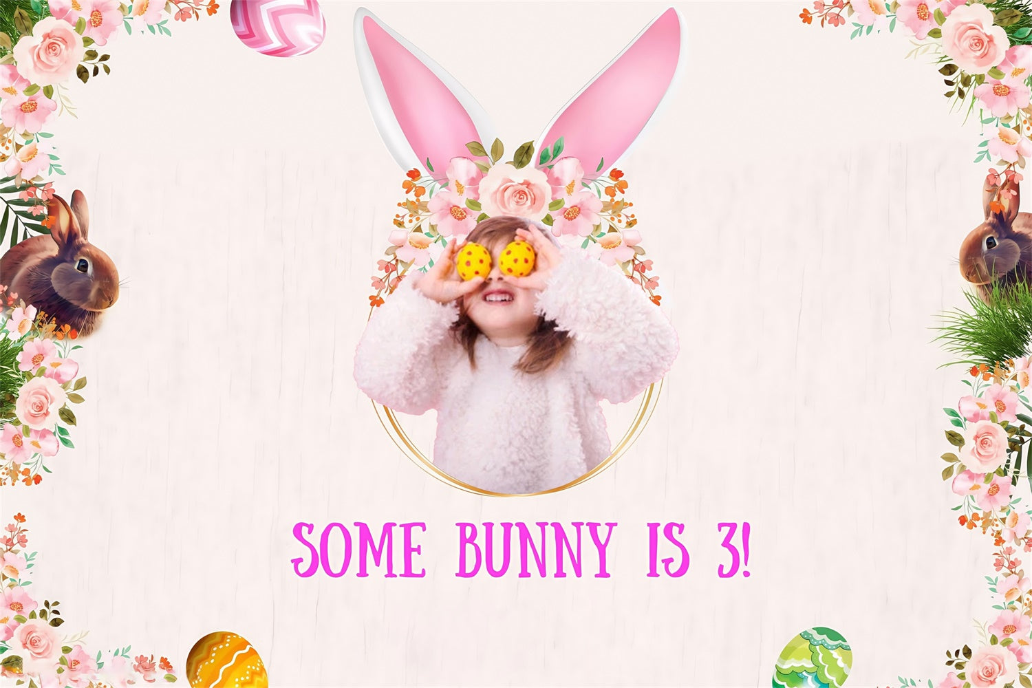 Photo Backdrops Easter Sweet Bunny Garden Party Customized Backdrop MRR3-135