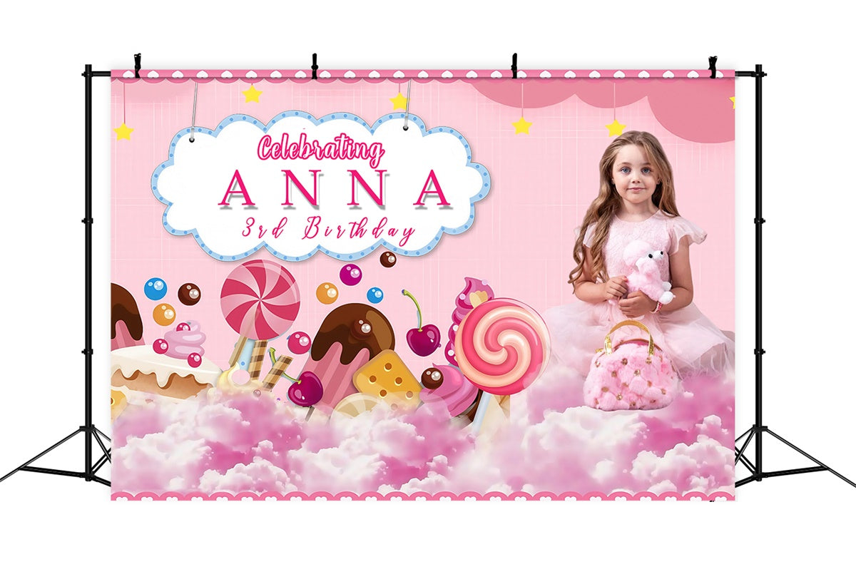 Customize Birthday Backdrop Candy Kingdom Dreamland Backdrop MRR3-15
