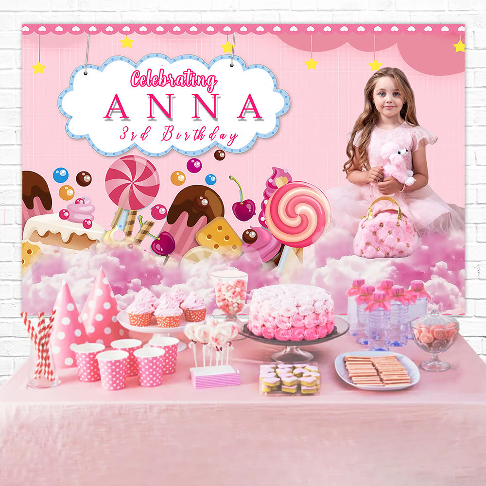 Customize Birthday Backdrop Candy Kingdom Dreamland Backdrop MRR3-15