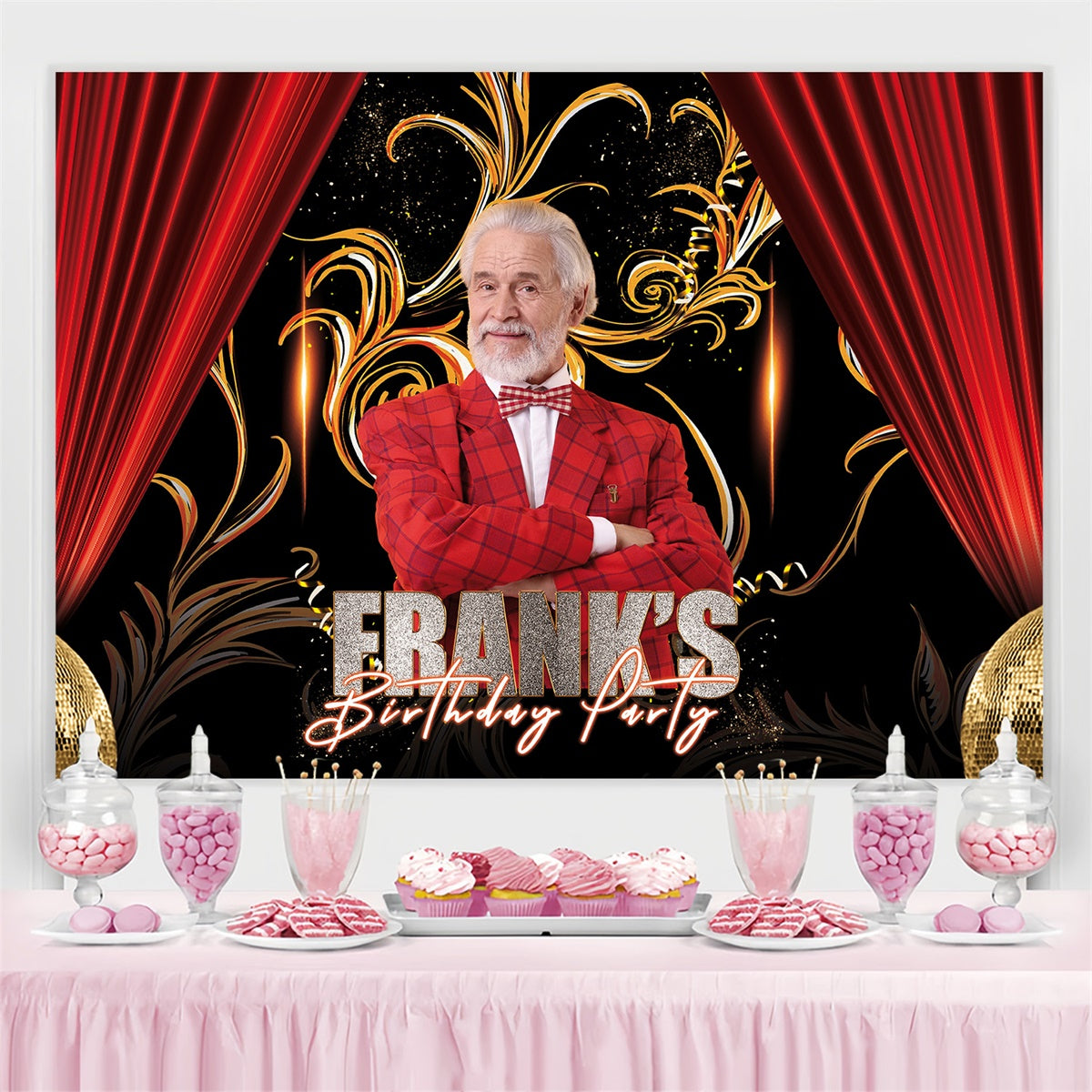 Customized Birthday Backdrop Classy Vintage Man Birthday Backdrop MRR3-156