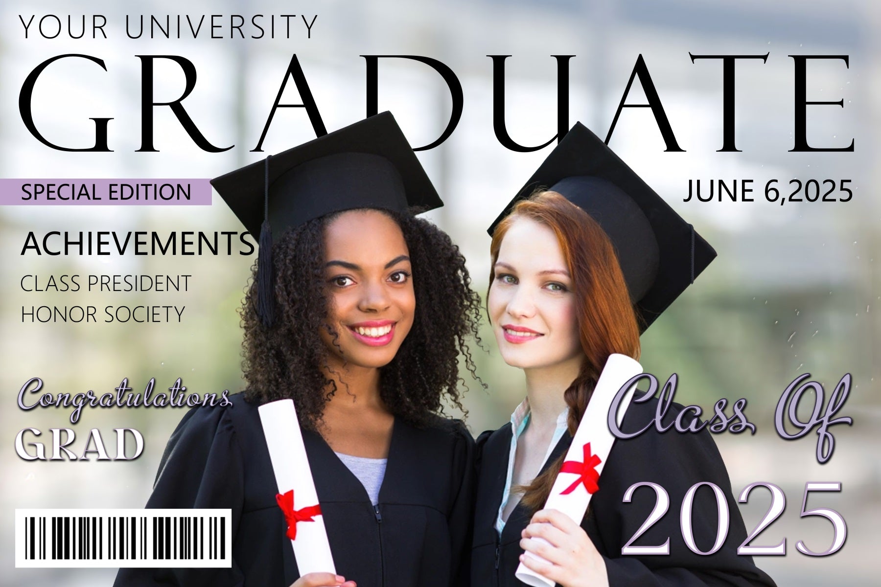 Graduation Backdrops Magazine Cover Personalised Party Graduation Backdrop MRR3-178
