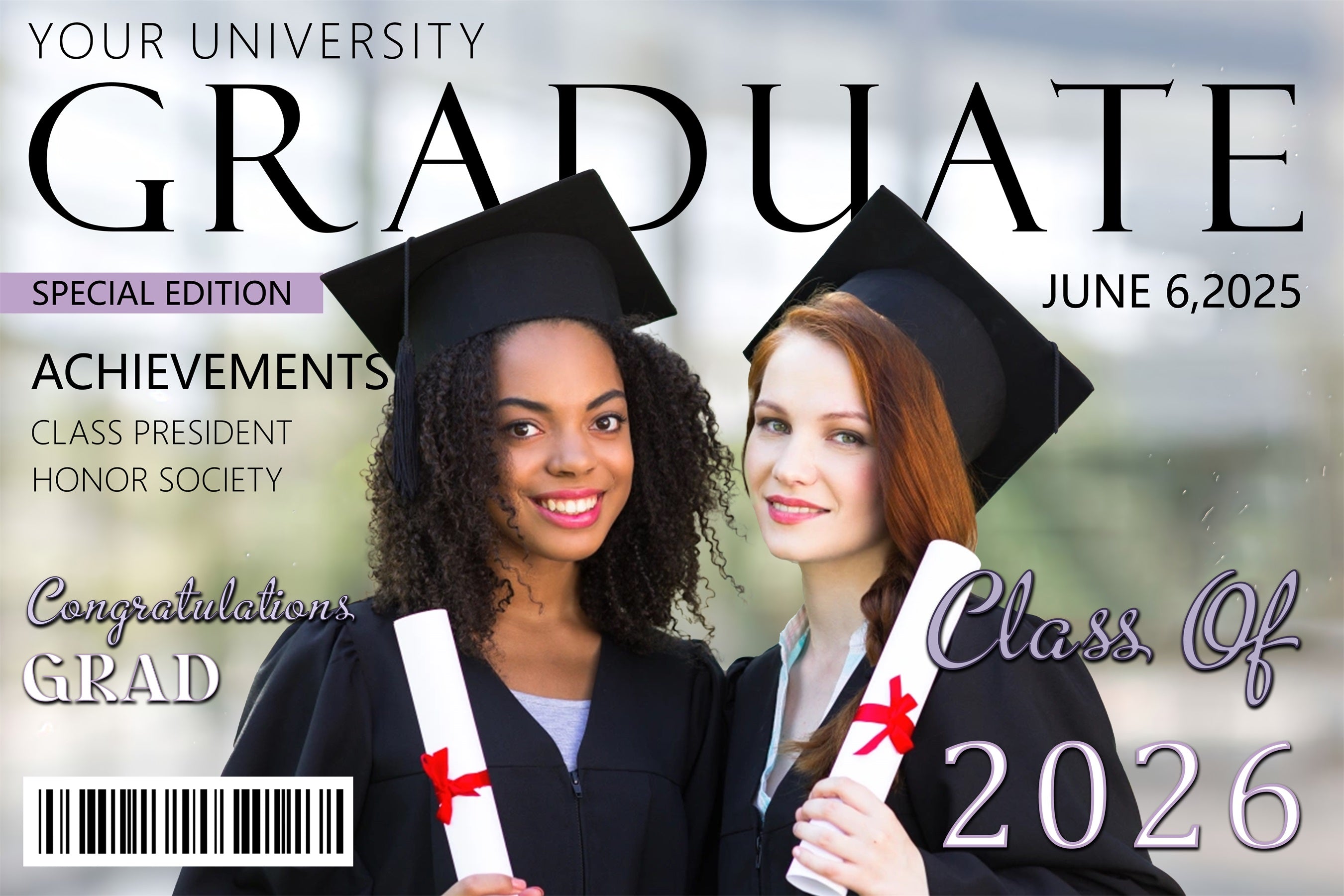Graduation Backdrops Magazine Cover Personalised Party Graduation Backdrop MRR3-178