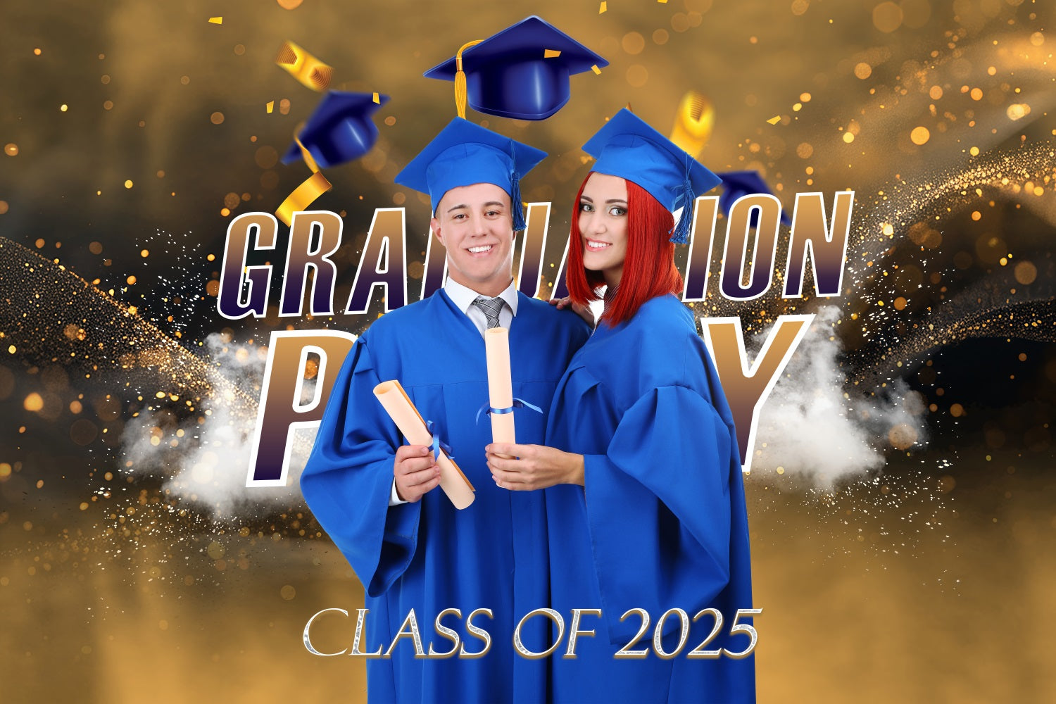 Backdrop Graduation Glitter Glow Personalised Party Graduation Backdrop MRR3-186