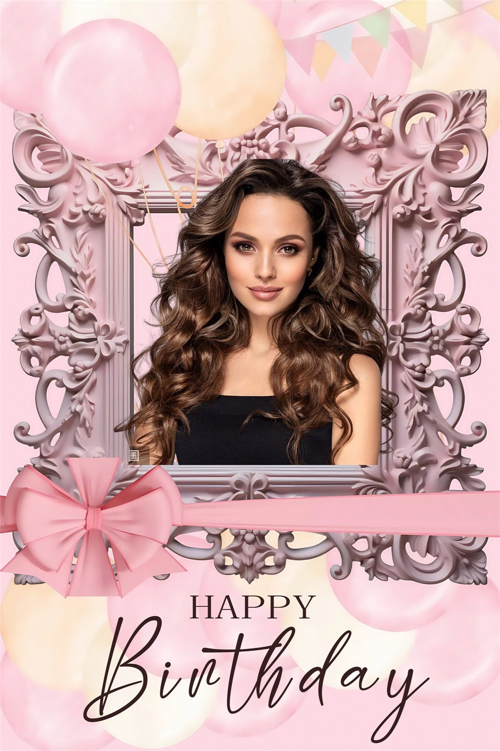 Personalized Birthday Backdrops Luxury Floral Frame Backdrop MRR3-30