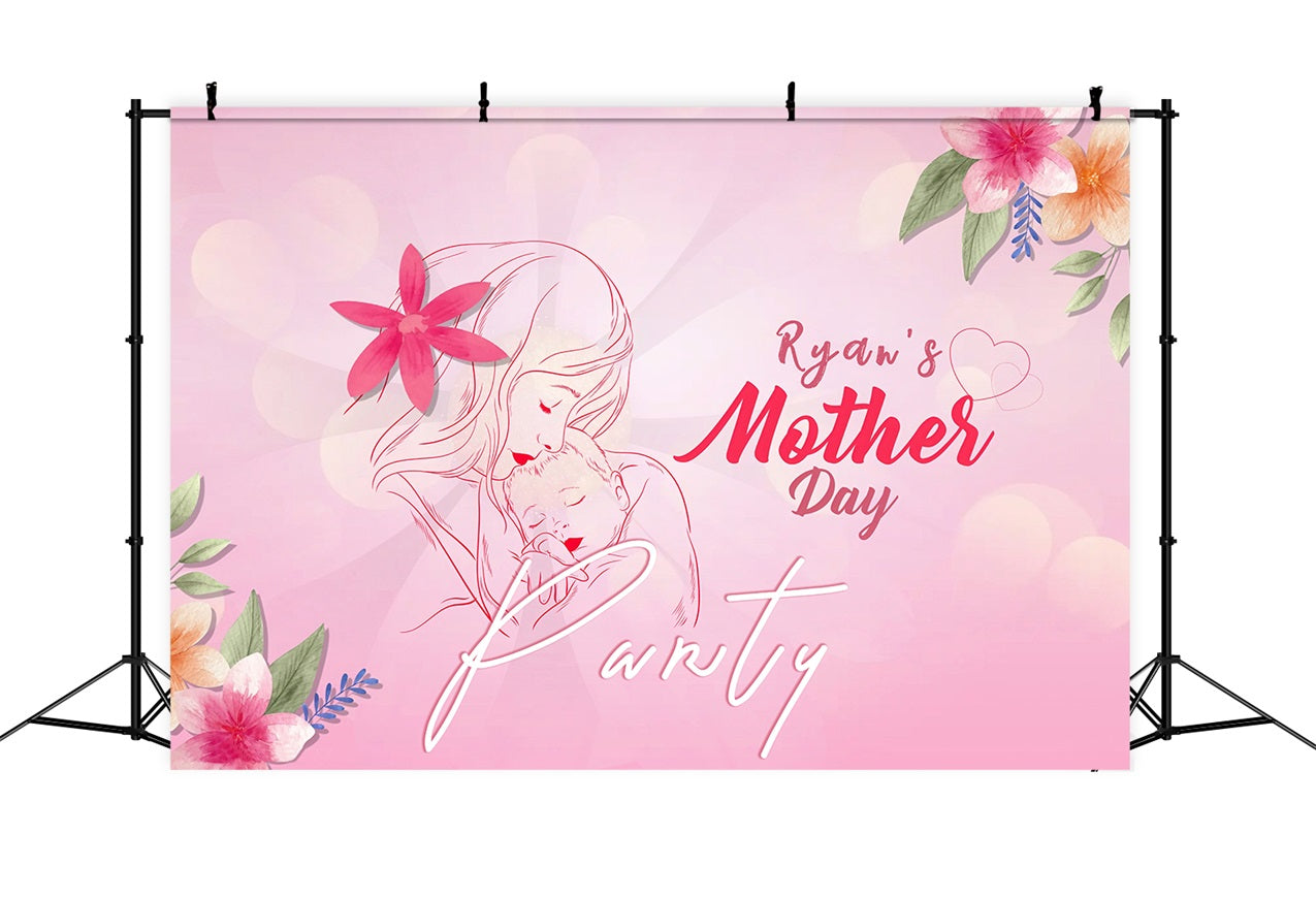 Mother's Day Backdrop Mother Baby Illustration Custom Backdrop MRR3-35