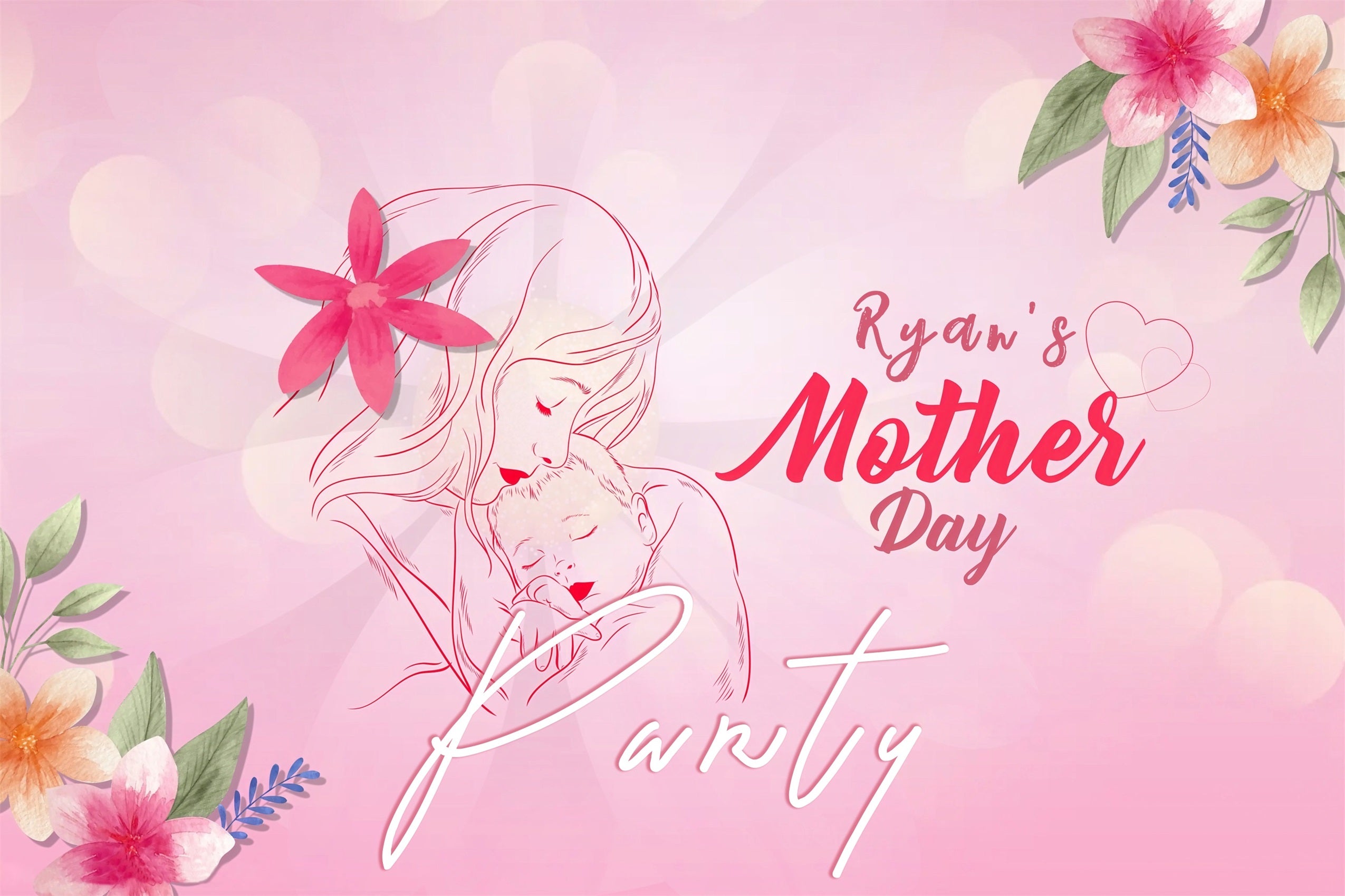 Mother's Day Backdrop Mother Baby Illustration Custom Backdrop MRR3-35
