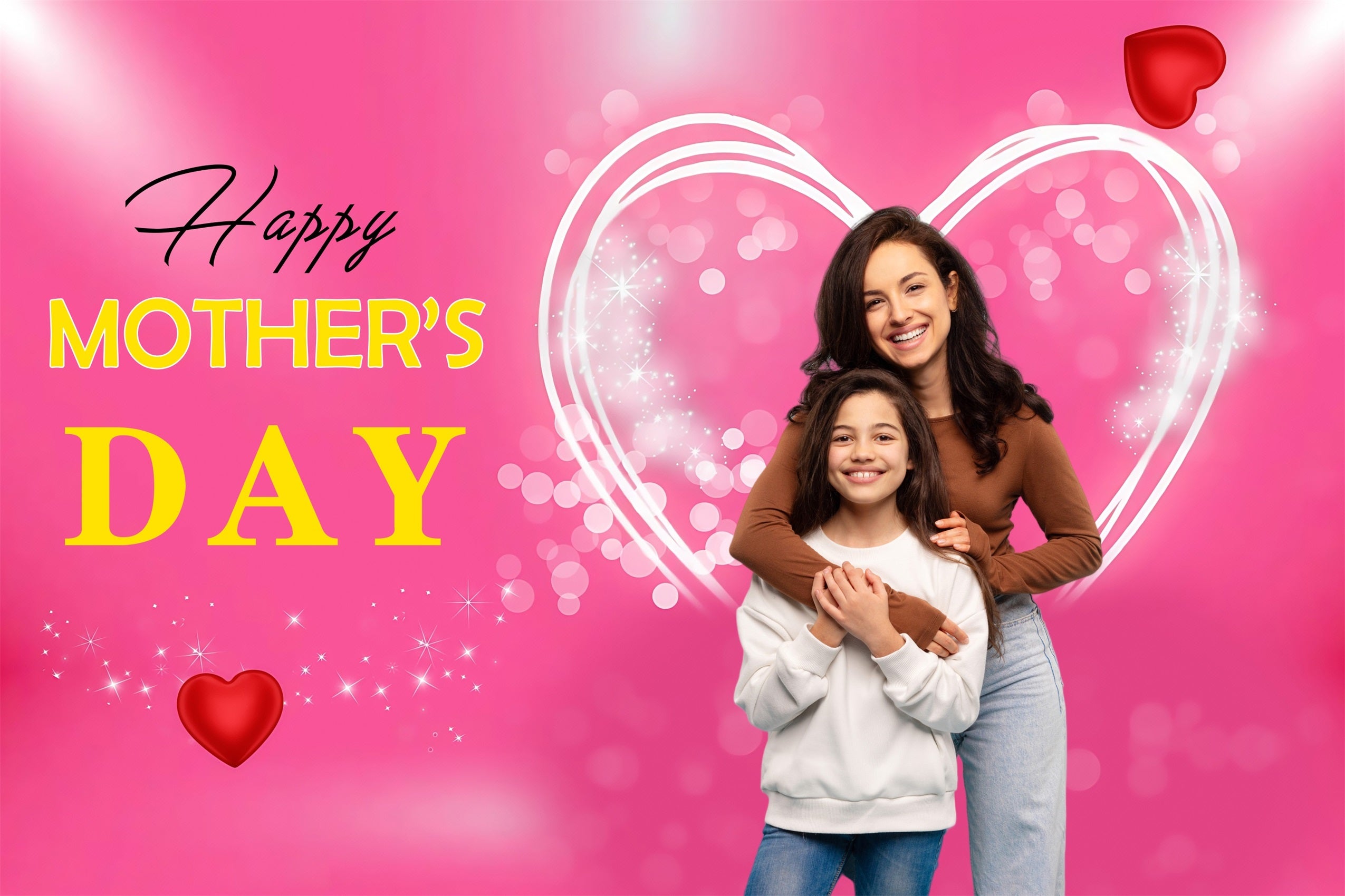 Mother's Day Backdrop Ideas Sparkling Love Heart Personalised Backdrop MRR3-44