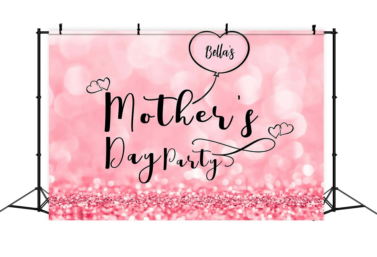 Backdrop For Mother's Day Pink Glitter Celebration Customized Backdrop MRR3-46