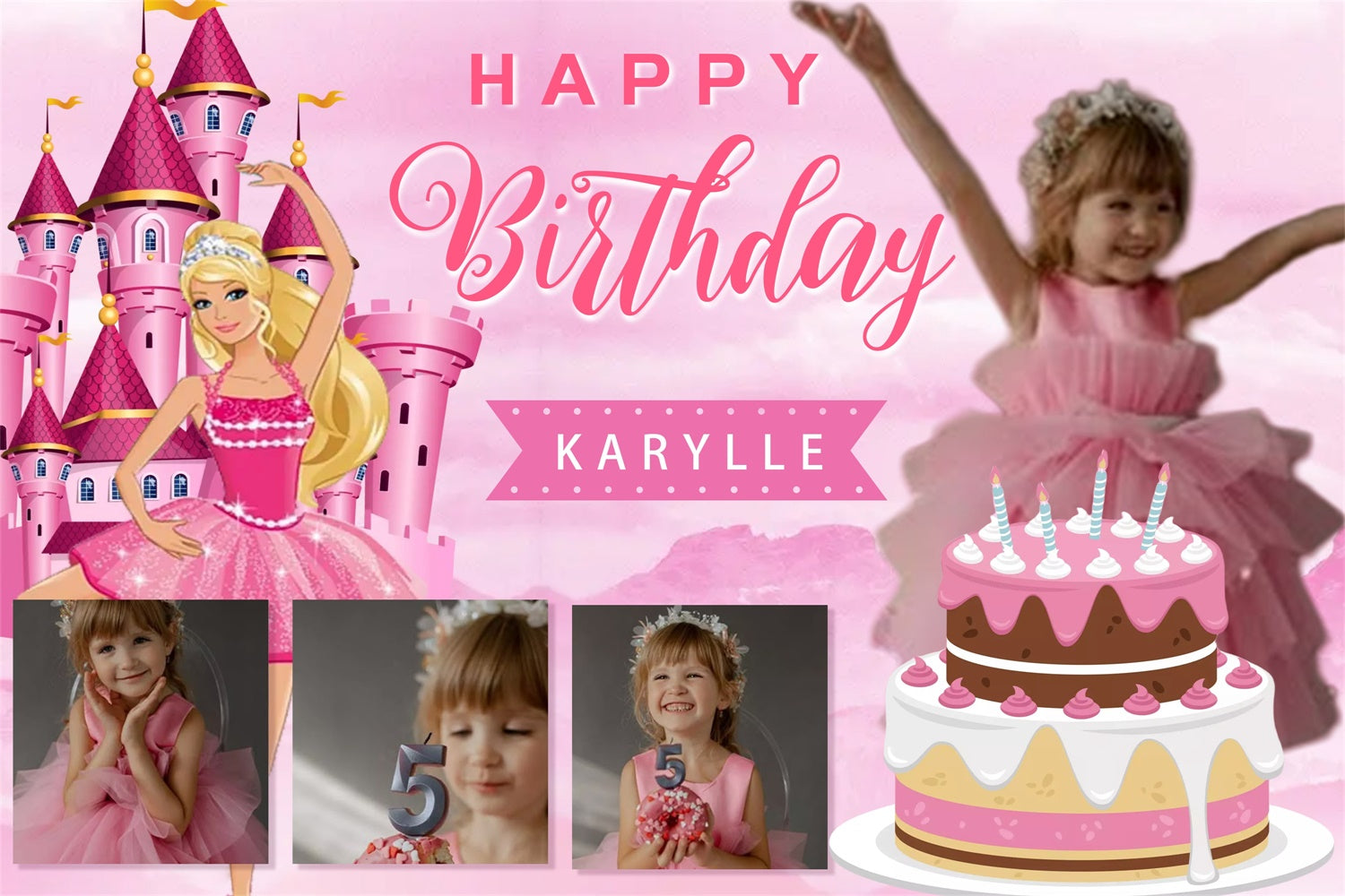 Customized Birthday Backdrop Magical Castle Dreamland Backdrop MRR3-5
