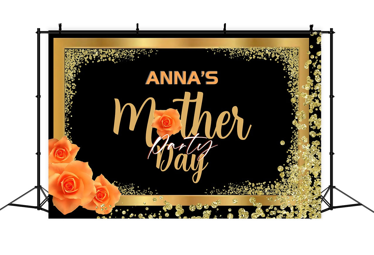 Mother's Day Backdrop Gold Black Elegant Party Custom Backdrop MRR3-61