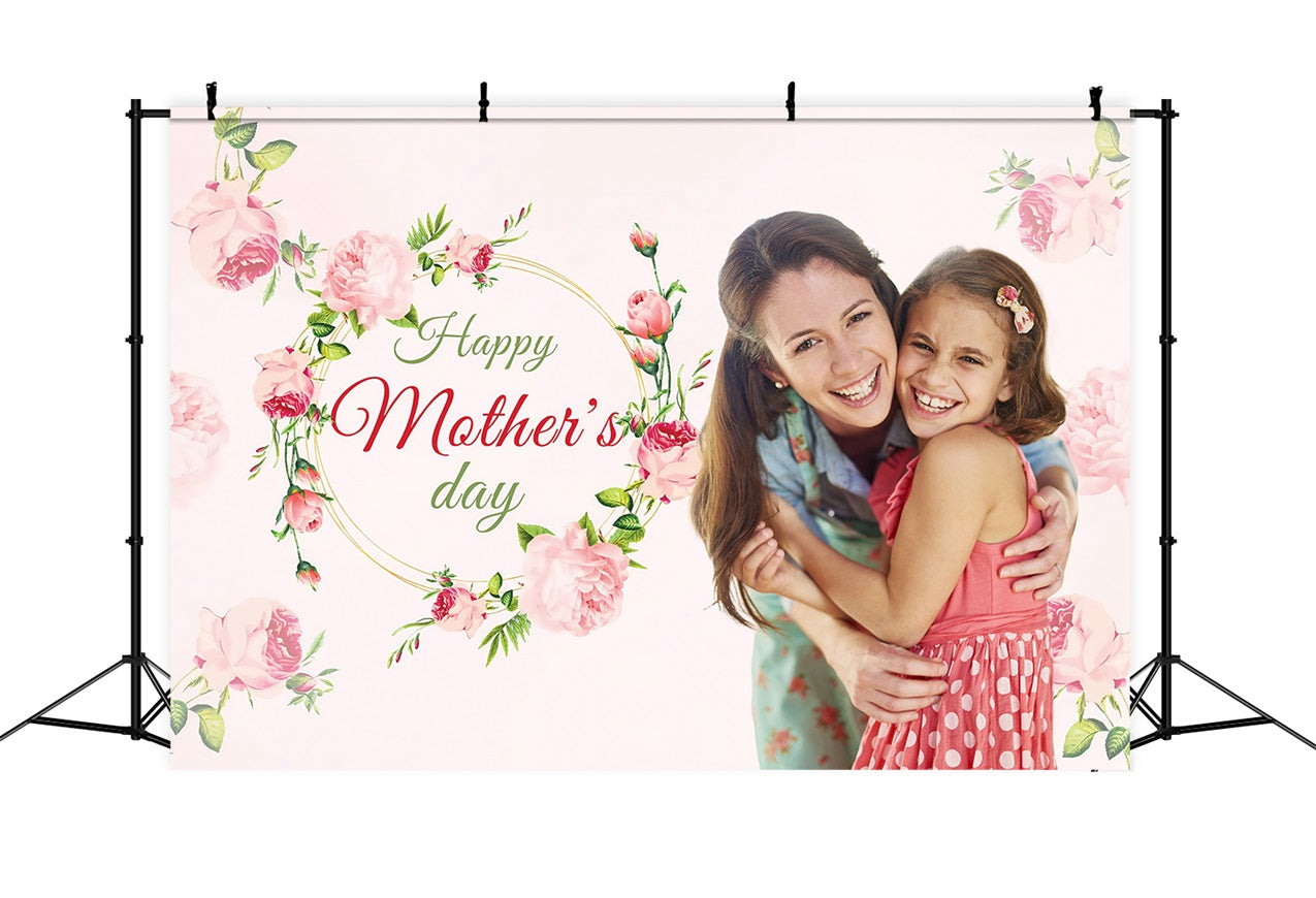 Mother's Day Photo Backdrop Blissful Embrace Floral Personalized Backdrop MRR3-63