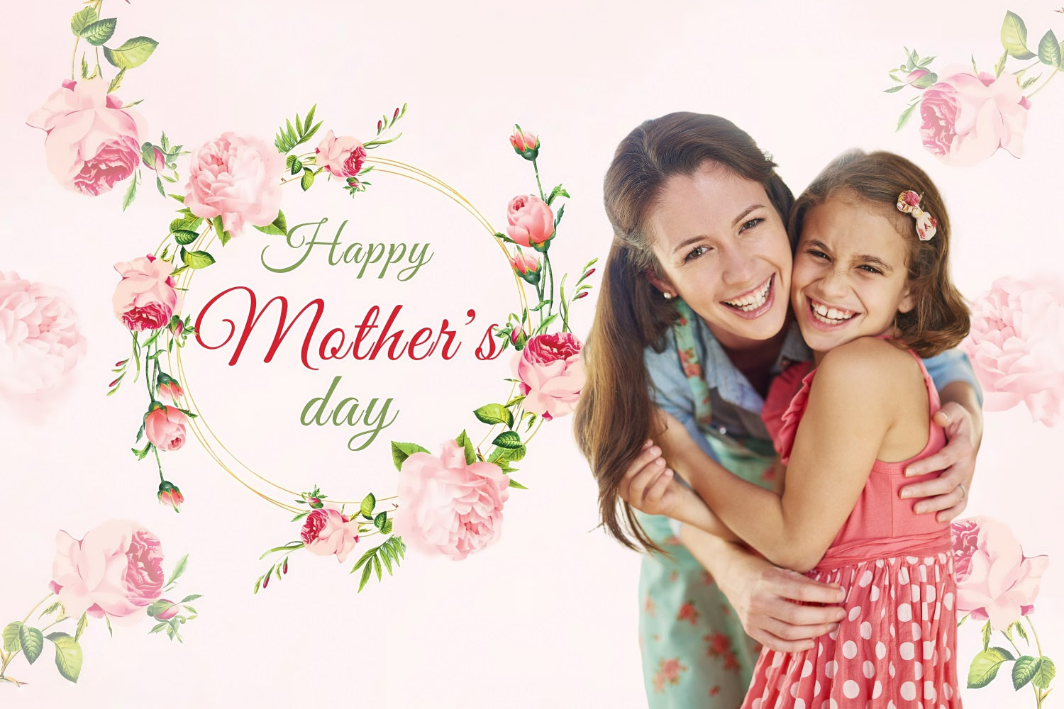 Mother's Day Photo Backdrop Blissful Embrace Floral Personalized Backdrop MRR3-63