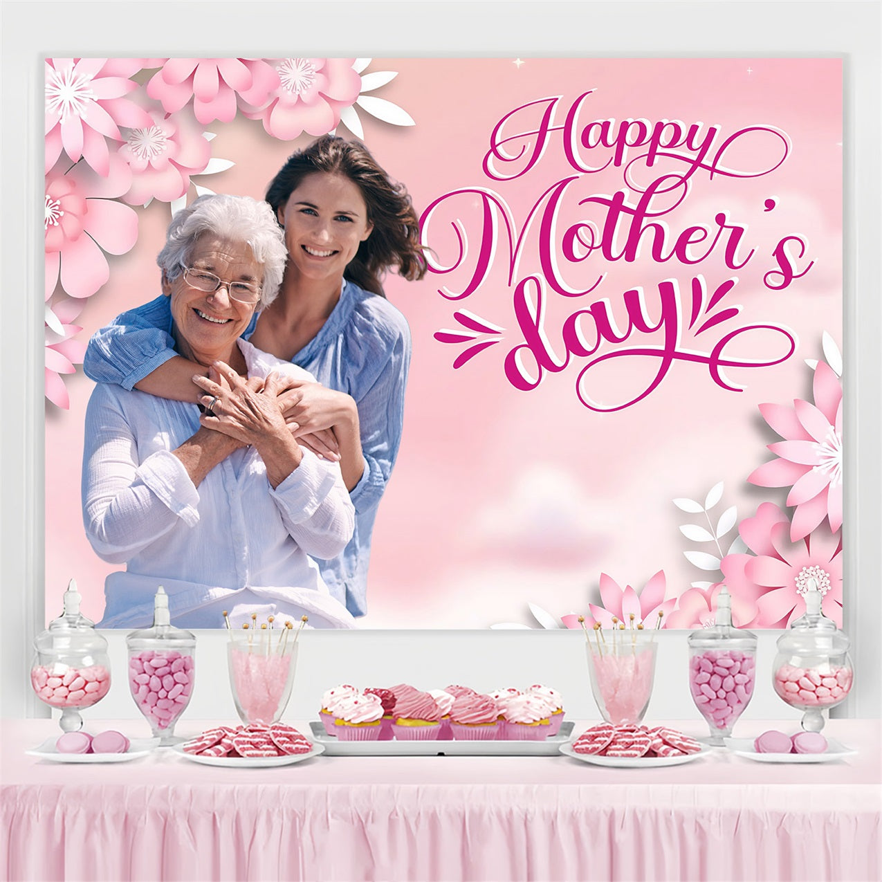 Mothers Day Backdrops Pink Petals Love Customized Backdrop MRR3-66