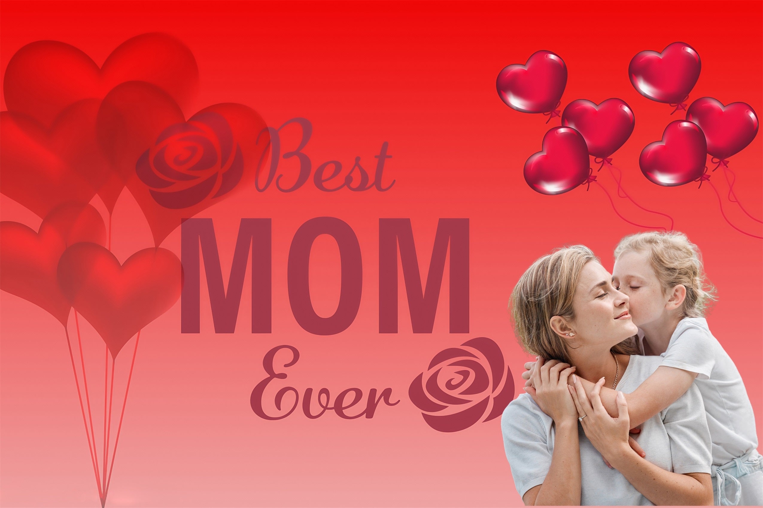 Mothers Day Photography Backdrops Red Heart Balloons Personalized Backdrop MRR3-68