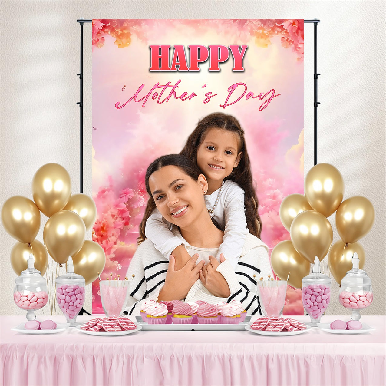 Mothers Day Photo Backdrops Pink Blossom Clouds Customized Backdrop MRR3-77