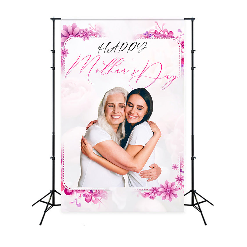 Mothers Day Photo Backdrop Elegant Pink Blossom Personalized Backdrop MRR3-79