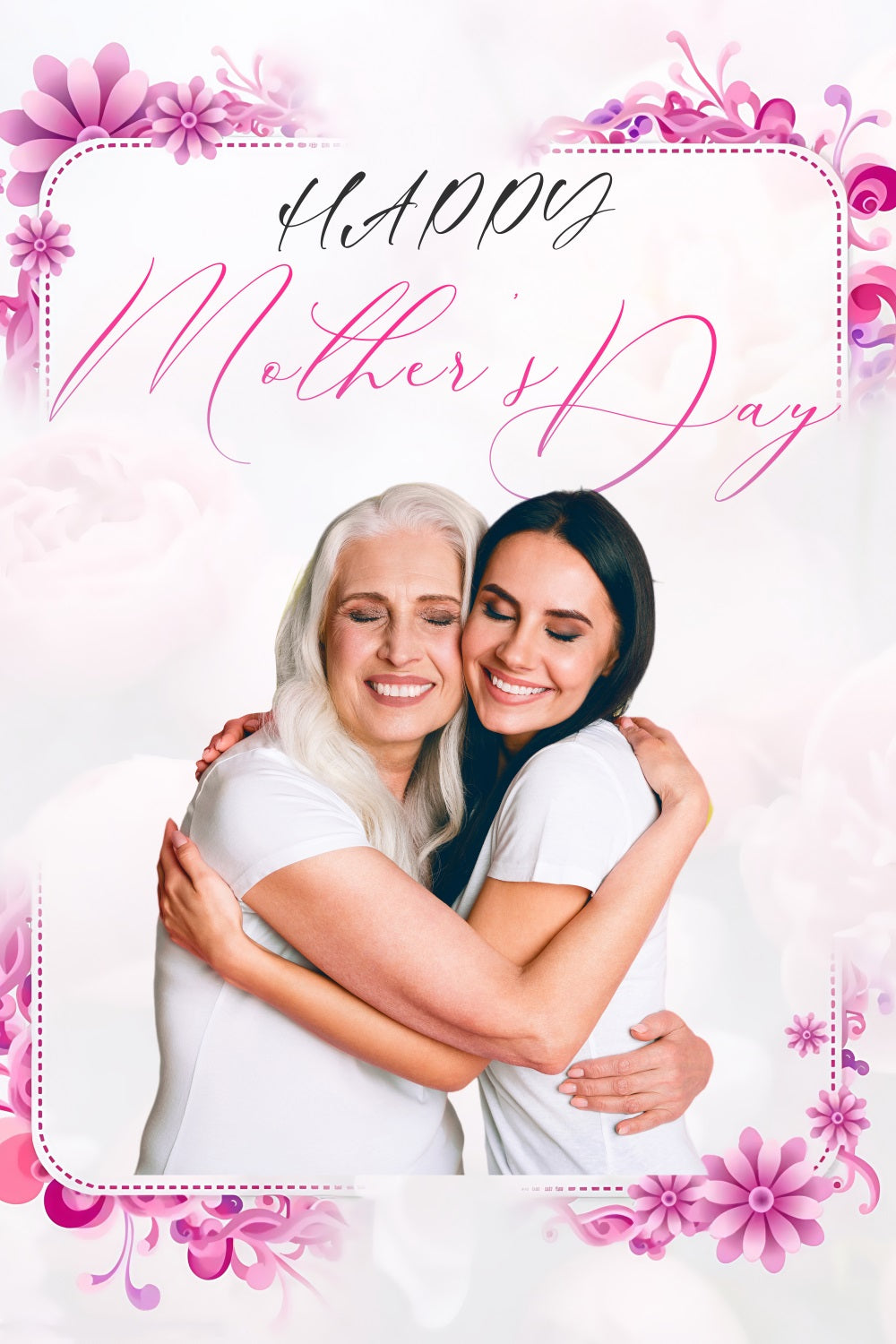 Mothers Day Photo Backdrop Elegant Pink Blossom Personalized Backdrop MRR3-79