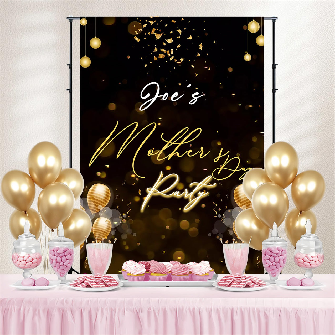 Mothers Day Backdrops Gold Balloon Party Customized Backdrop MRR3-80