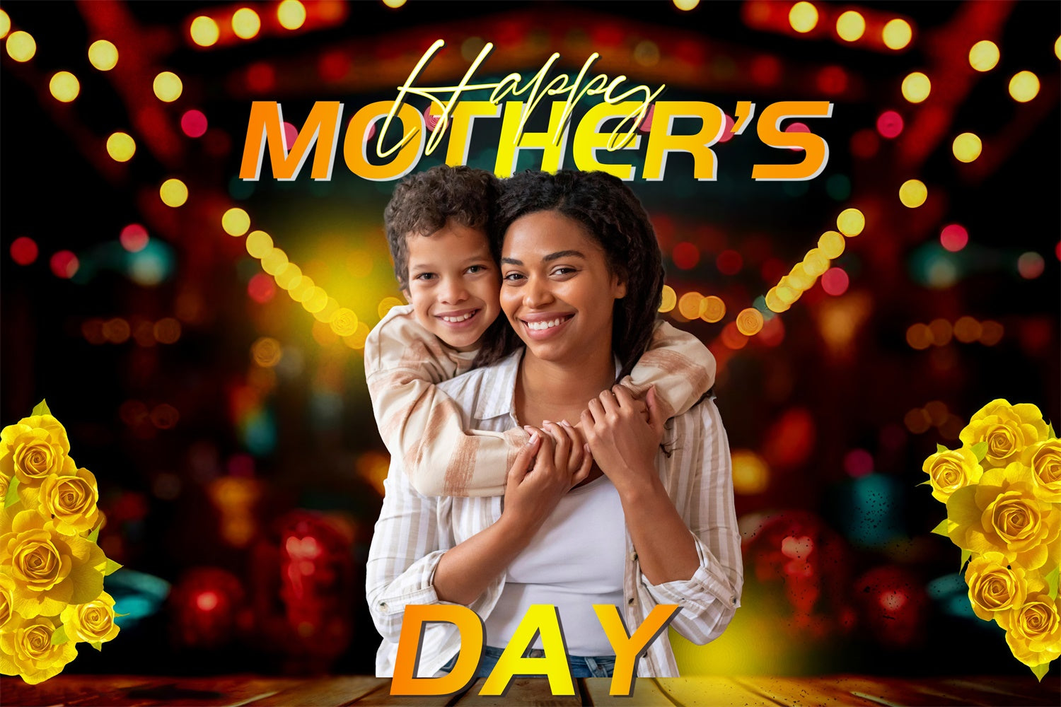 Backdrop For Mothers Day Yellow Rose Glow Personalized Backdrop MRR3-83
