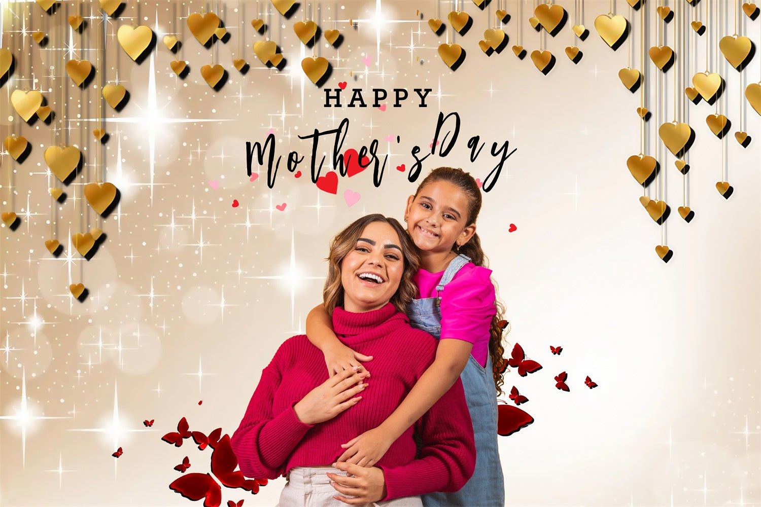 Backdrop For Mothers Day Glowing Hearts Elegance Custom Backdrop MRR3-91