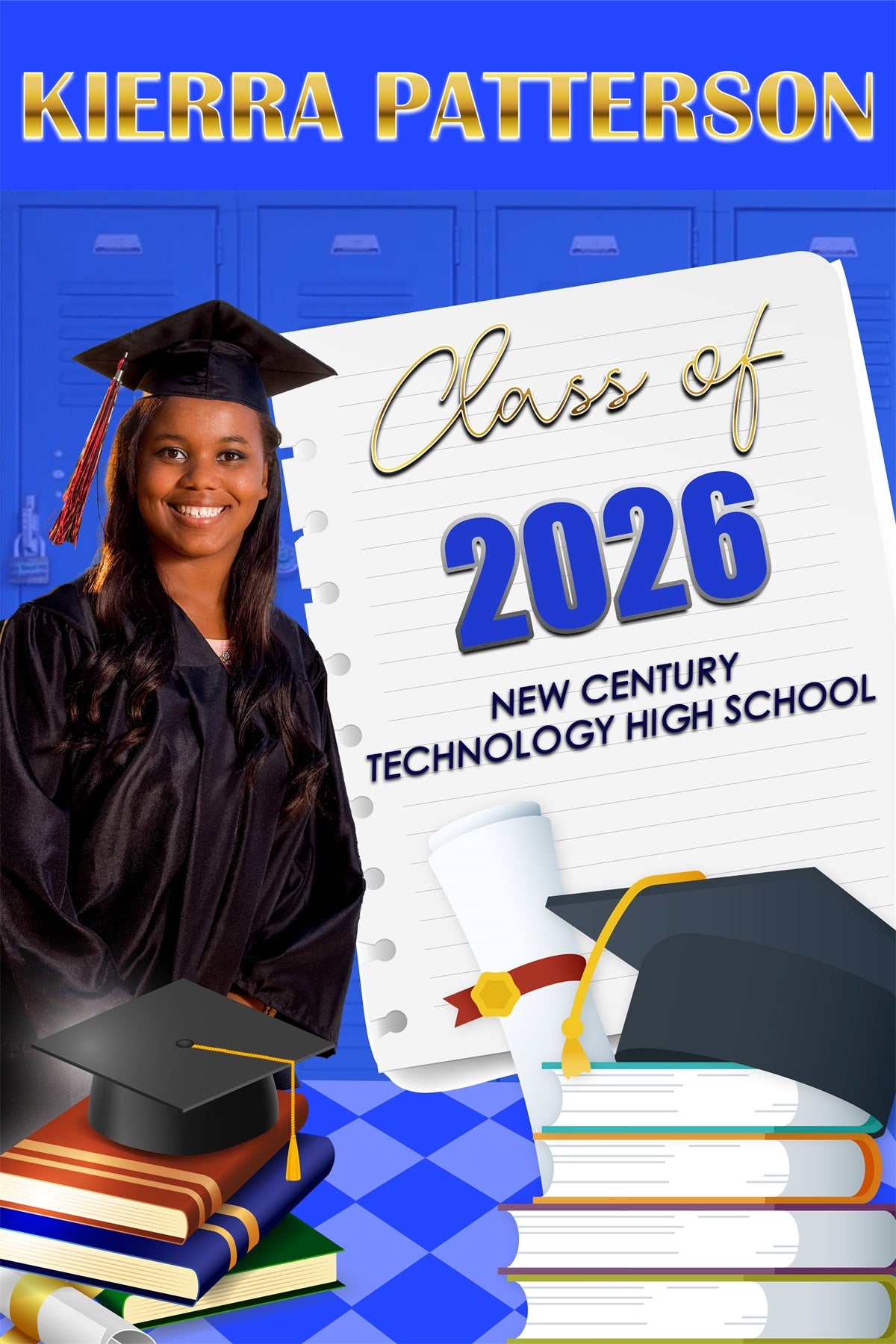 Customized Graduation Backdrop Academic Books Cap Graduation Party Backdrop MRR4-20