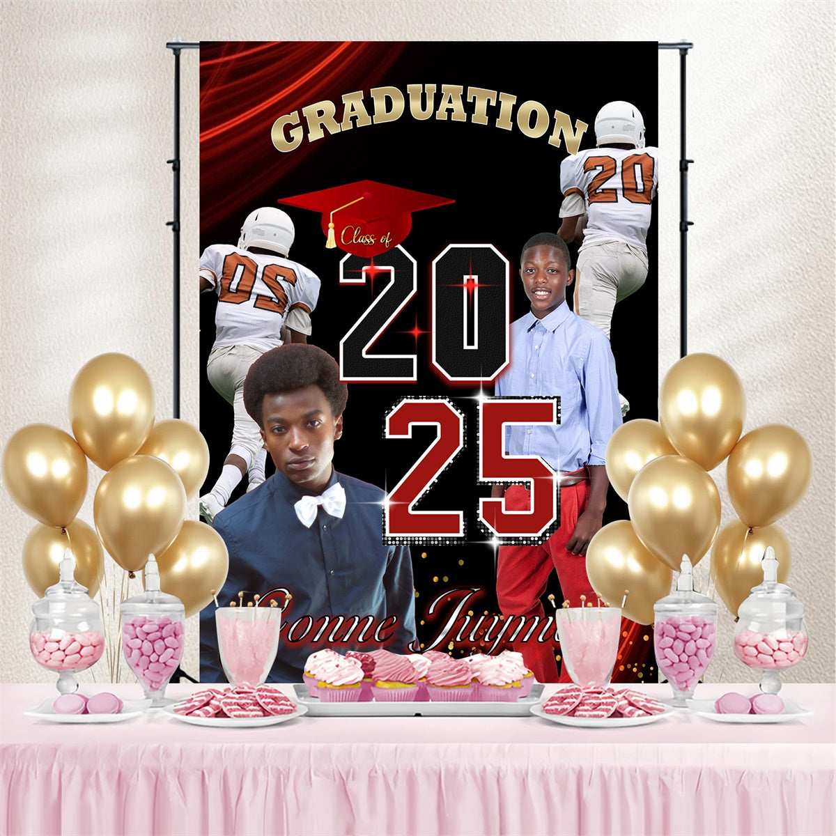 2025 Custom Graduation Backdrop Athletic Theme Graduation Party Backdrop MRR4-21