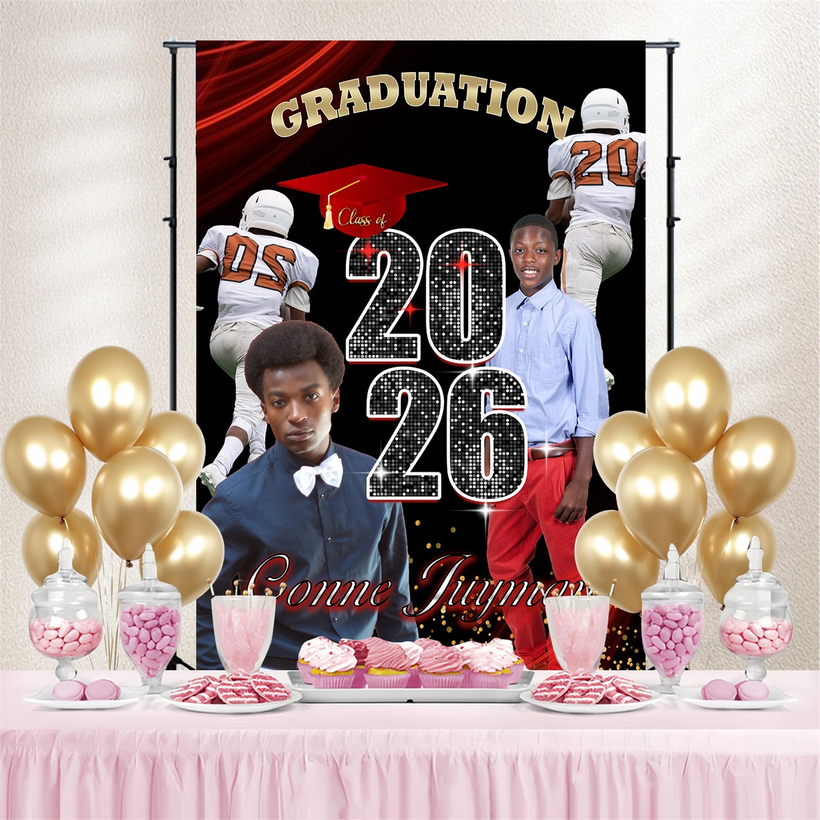 2026 Custom Graduation Backdrop Athletic Theme Graduation Party Backdrop MRR4-21
